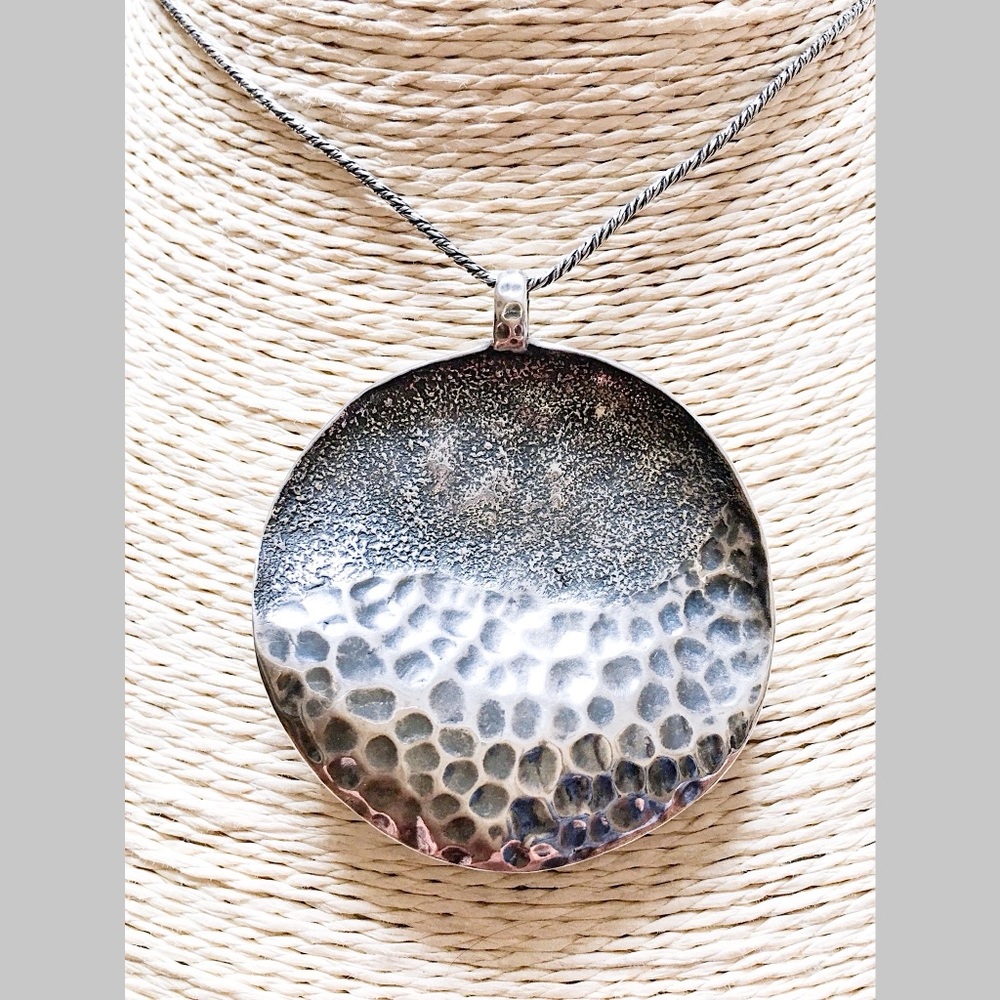 EUC SILPADA 925 Wavy Disc Pendant Necklace N1496